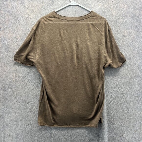 John Varvatos Shirt Mens Large Brown V Neck 100% Linen Lightweight Casual - Picture 2 of 10